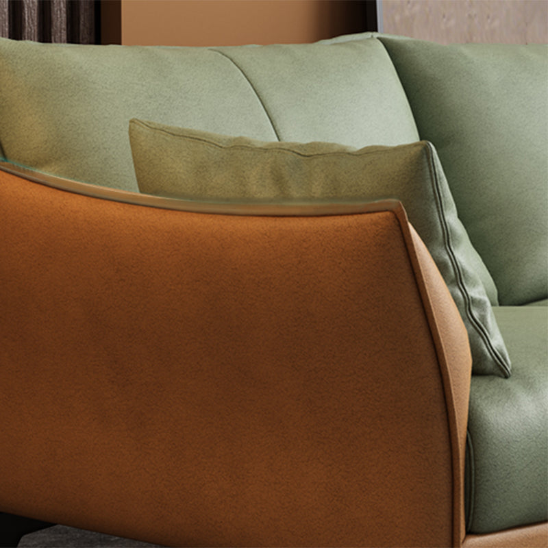 Inverted Armrest with Pillow Back Imitation Leather Sofa Bed Sponge/latex Padded Sofa