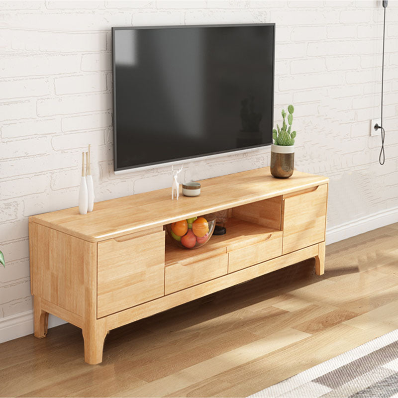 Modern Living Room TV Stand Rubber Wood TV Console with Drawers , 15" D / 16.5" D