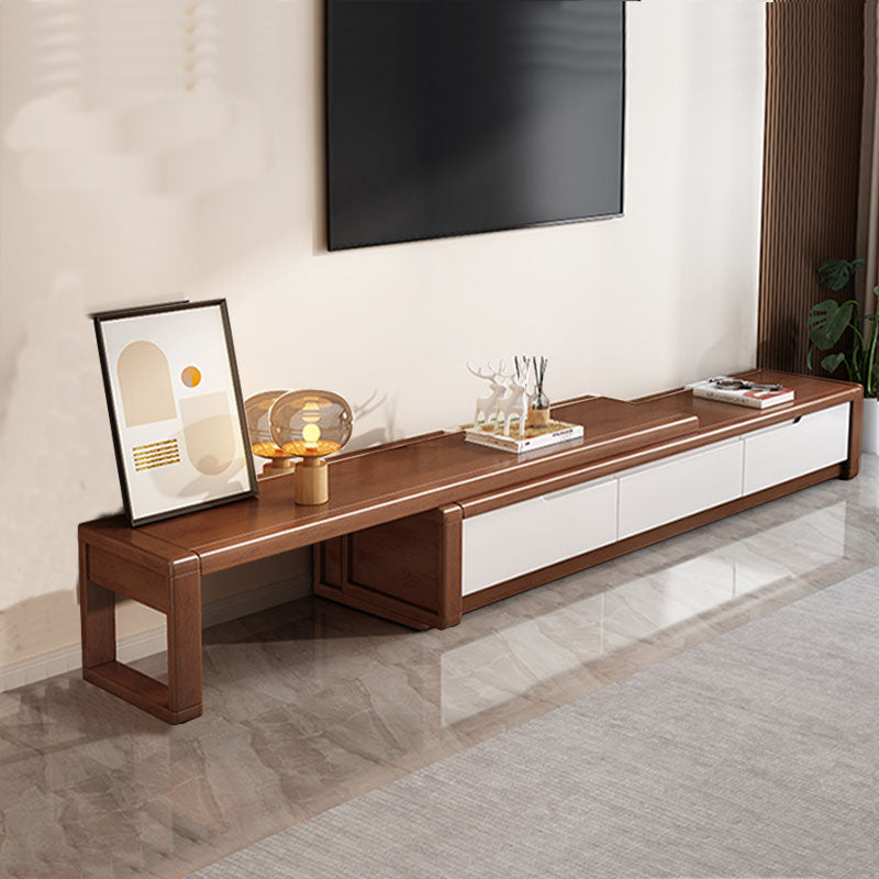 Modern Living Room TV Stand Rubber Wood TV Console with Drawers , 15" D / 16.5" D