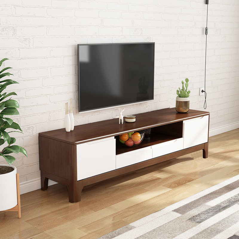 Modern Living Room TV Stand Rubber Wood TV Console with Drawers , 15" D / 16.5" D