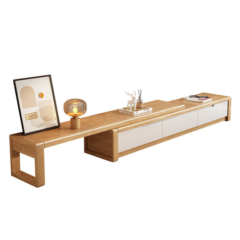 Modern Living Room TV Stand Rubber Wood TV Console with Drawers , 15" D / 16.5" D
