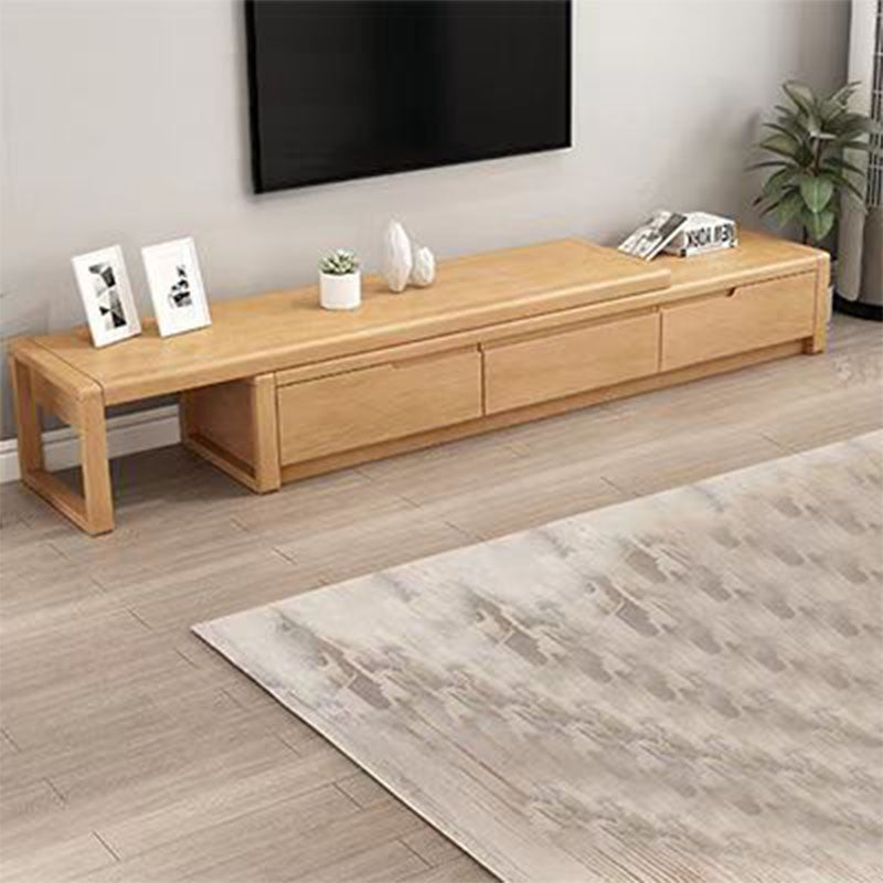 Modern Living Room TV Stand Rubber Wood TV Console with Drawers , 15" D / 16.5" D