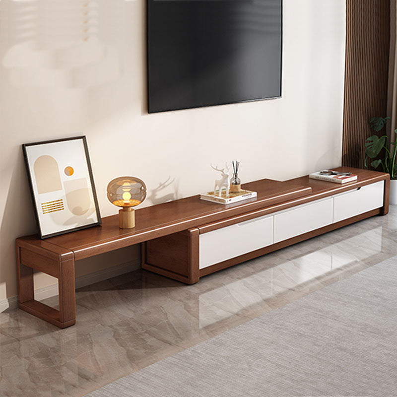 Modern Living Room TV Stand Rubber Wood TV Console with Drawers , 15" D / 16.5" D