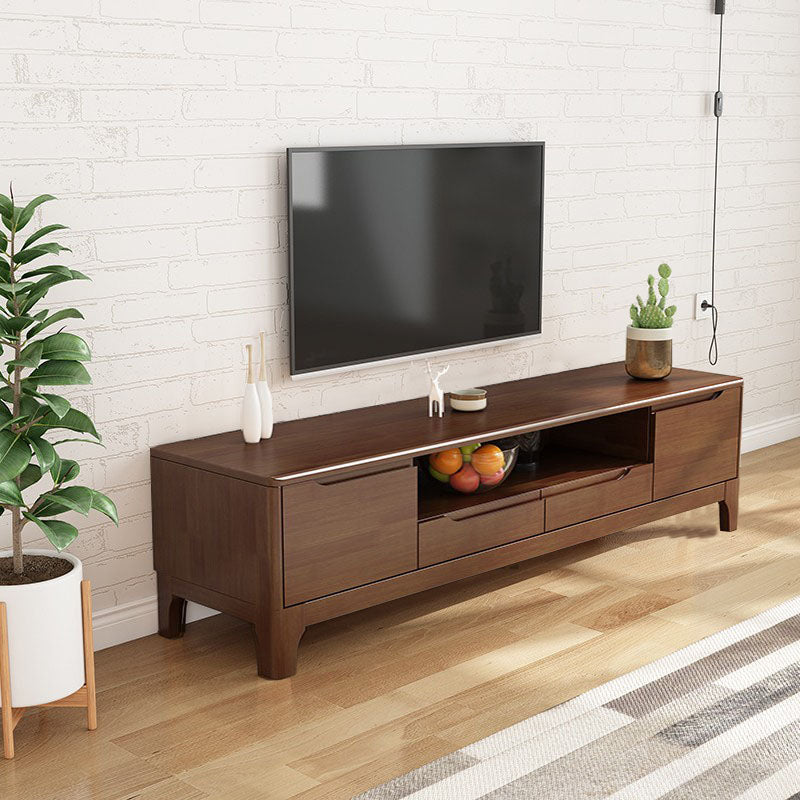 Modern Living Room TV Stand Rubber Wood TV Console with Drawers , 15" D / 16.5" D