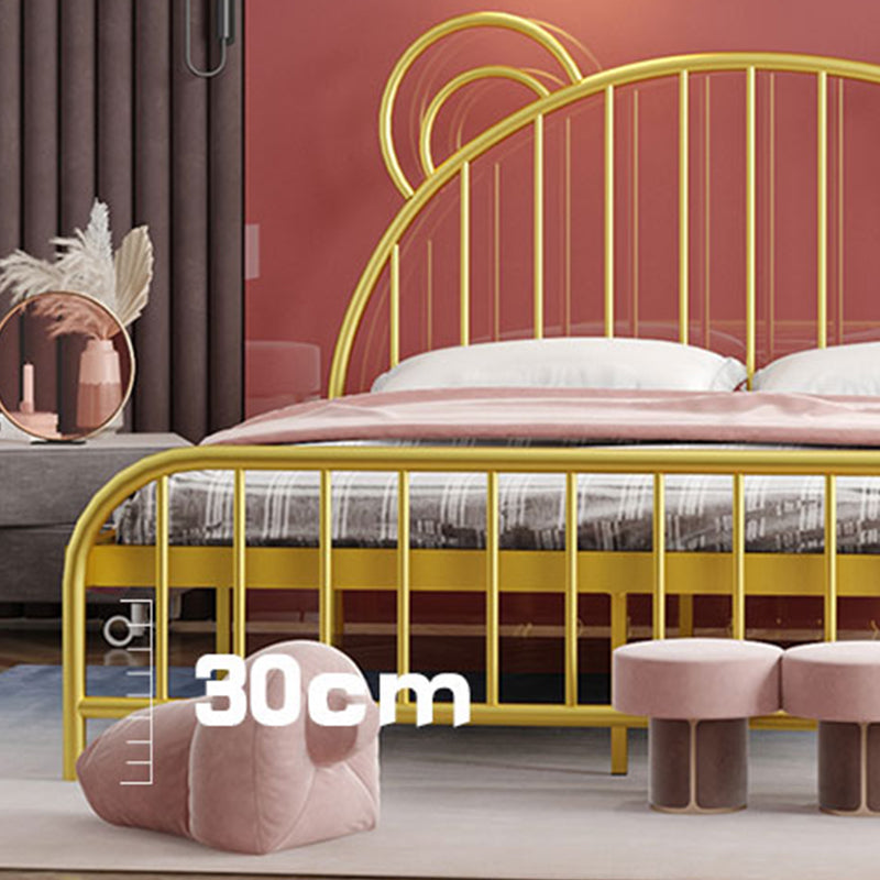 Contemporary Metal Arched Standard Bed with Open-Frame Headboard