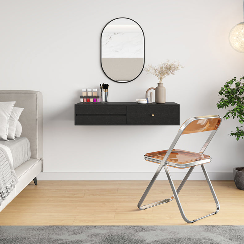 Contemporary Solid Wood Makeup Dressing Table Set with Stool