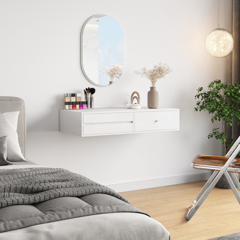 Contemporary Solid Wood Makeup Dressing Table Set with Stool