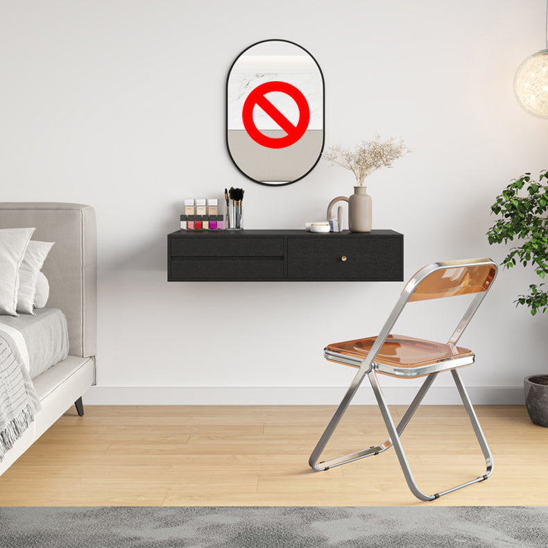 Contemporary Solid Wood Makeup Dressing Table Set with Stool