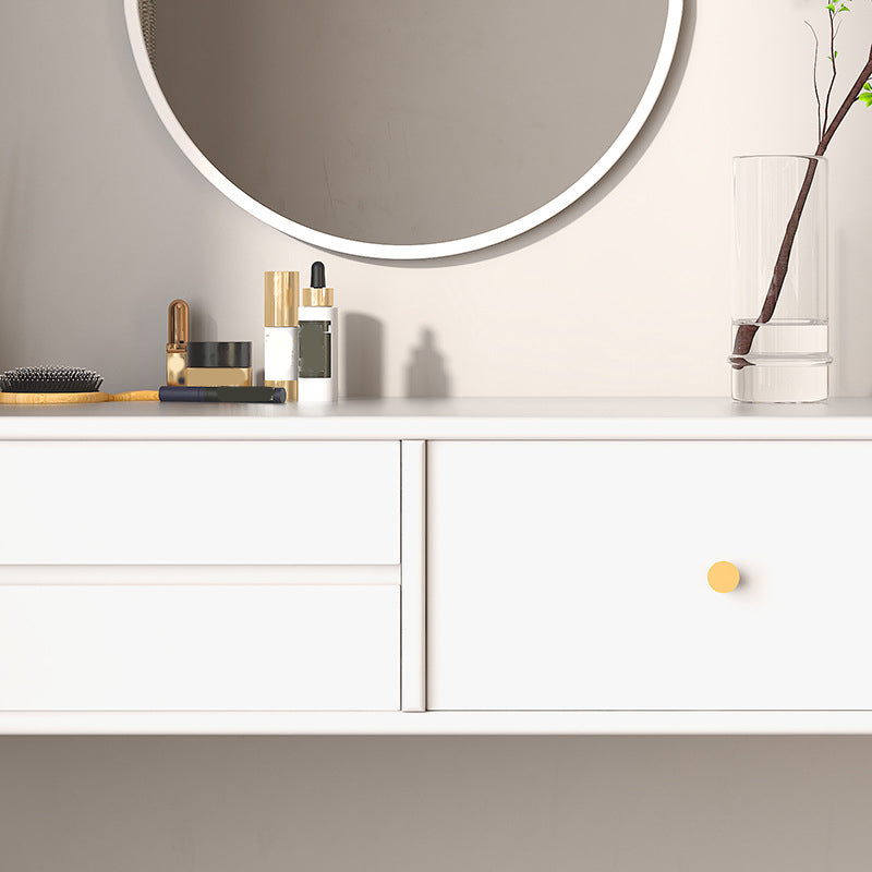 Contemporary Solid Wood Makeup Dressing Table Set with Stool