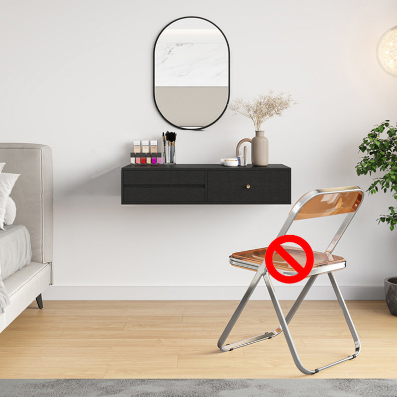 Contemporary Solid Wood Makeup Dressing Table Set with Stool