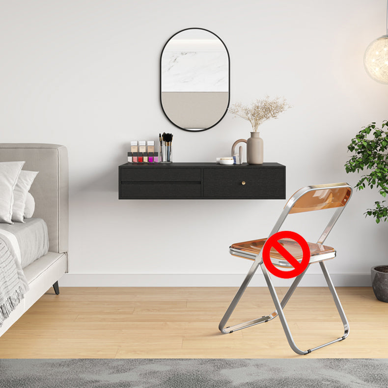 Contemporary Solid Wood Makeup Dressing Table Set with Stool