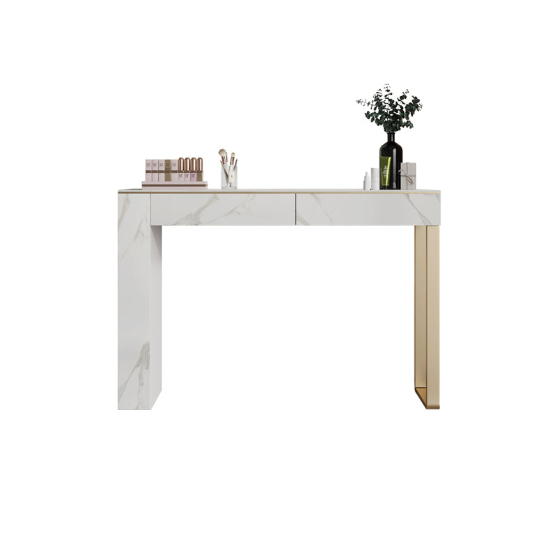 Two Piece Luxurious Vanity Set Stainless Steel and Stone Dresser
