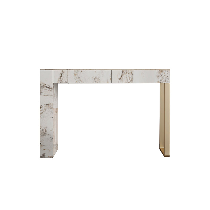 Two Piece Luxurious Vanity Set Stainless Steel and Stone Dresser
