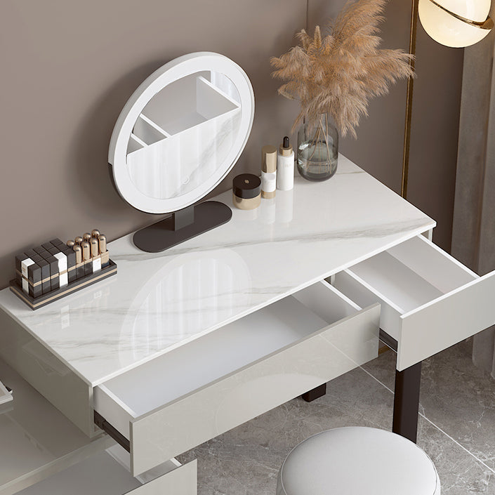 Contemporary Gray Makeup Table With Drawers 14.96 W x 29.52" H for Bedroom