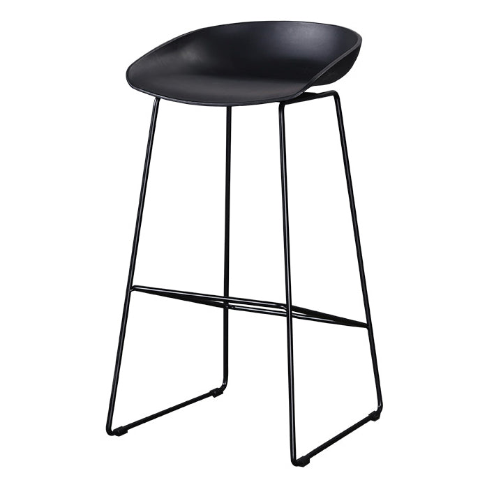 Industrial Low Back Bar Stool Metal Bar Stools in Black for Home Use