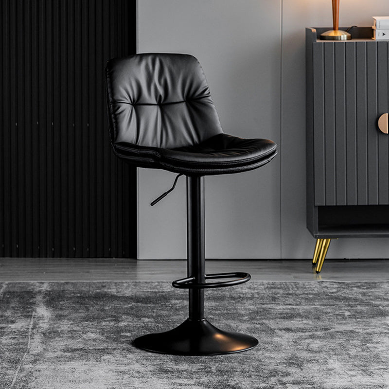 Industrial Metal Barstool Faux Leather Counter Stool With Chrome Base