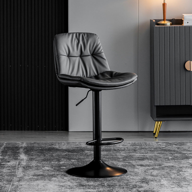 Industrial Metal Barstool Faux Leather Counter Stool With Chrome Base