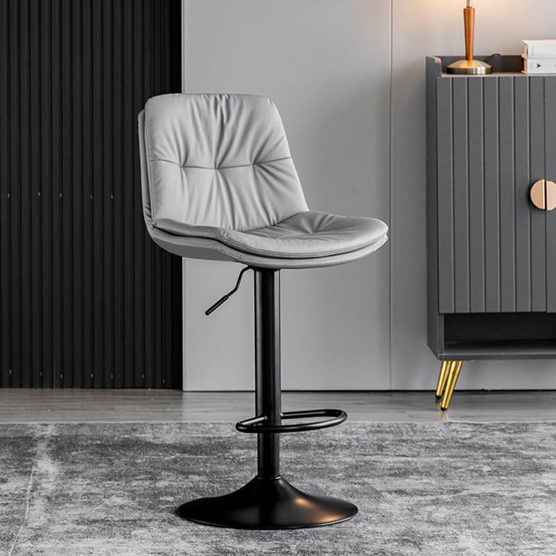 Industrial Metal Barstool Faux Leather Counter Stool With Chrome Base