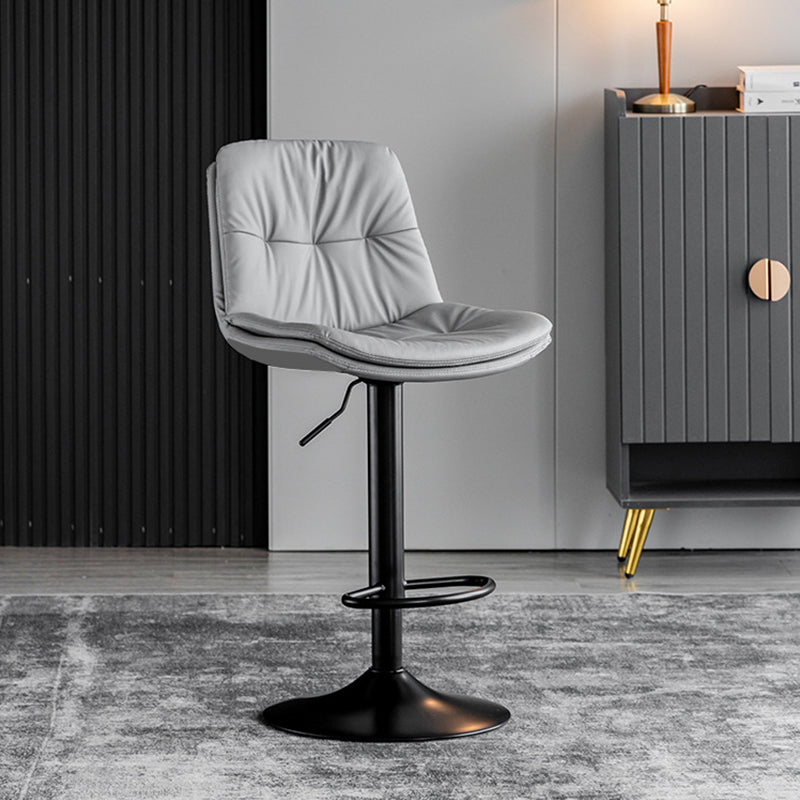 Industrial Metal Barstool Faux Leather Counter Stool With Chrome Base