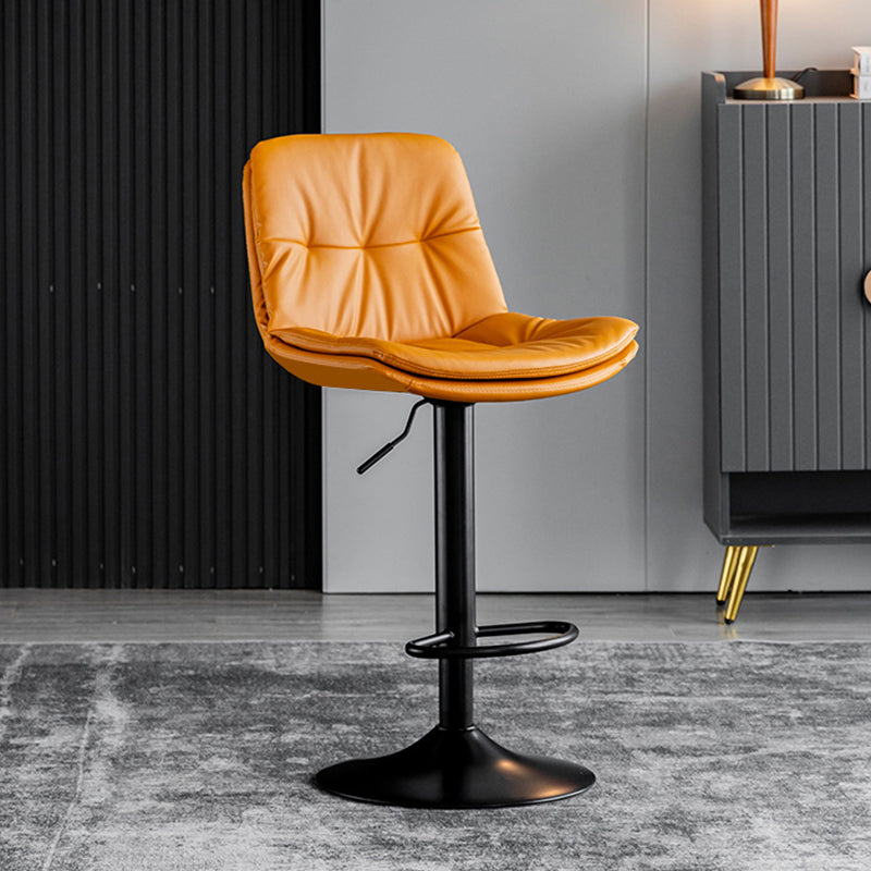 Industrial Metal Barstool Faux Leather Counter Stool With Chrome Base