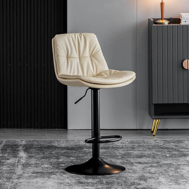 Industrial Metal Barstool Faux Leather Counter Stool With Chrome Base