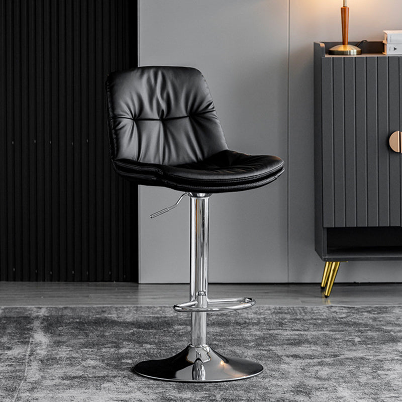 Industrial Metal Barstool Faux Leather Counter Stool With Chrome Base