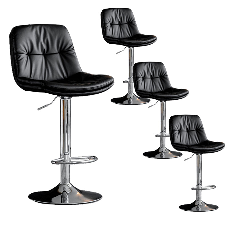 Industrial Metal Barstool Faux Leather Counter Stool With Chrome Base