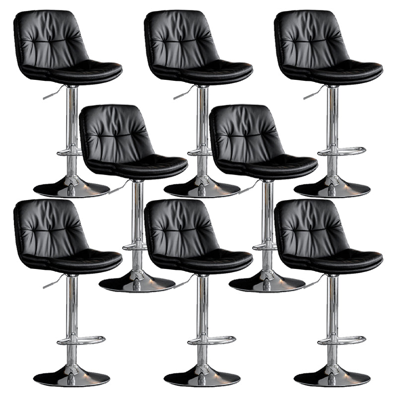 Industrial Metal Barstool Faux Leather Counter Stool With Chrome Base