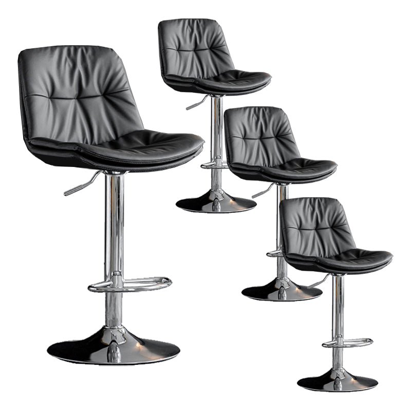 Industrial Metal Barstool Faux Leather Counter Stool With Chrome Base