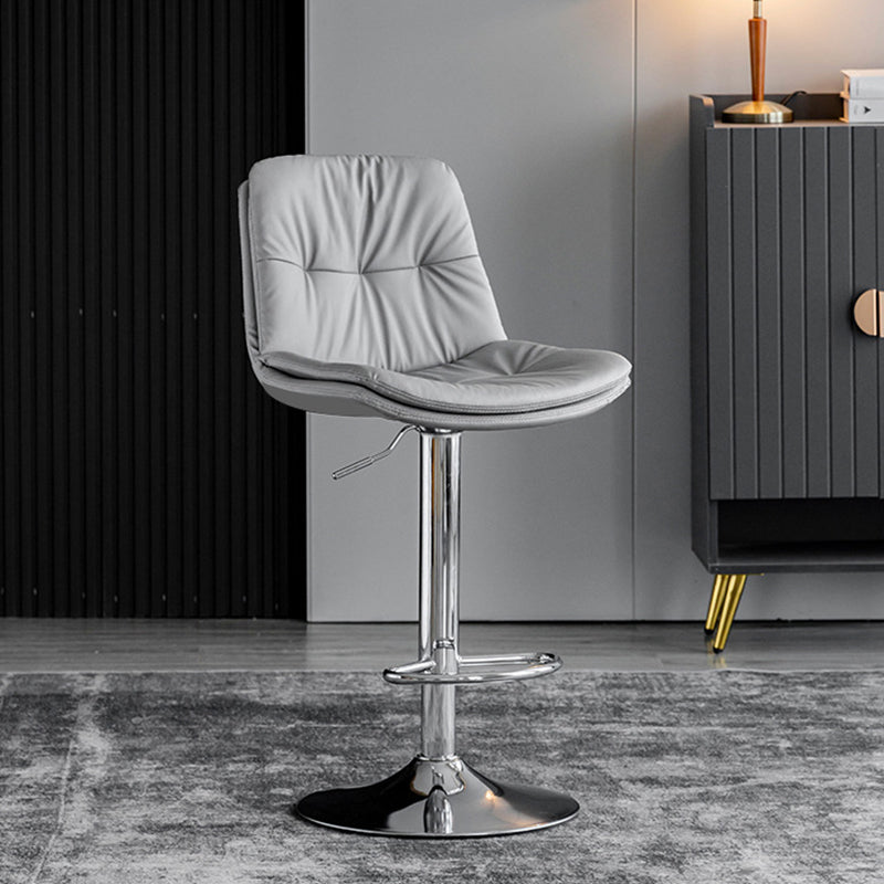 Industrial Metal Barstool Faux Leather Counter Stool With Chrome Base