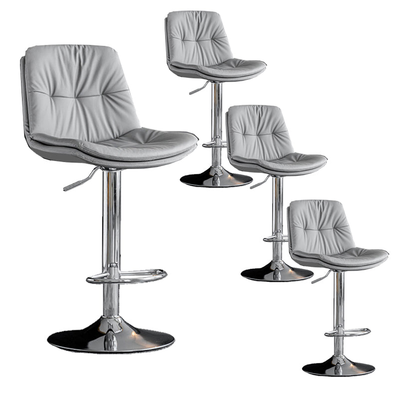 Industrial Metal Barstool Faux Leather Counter Stool With Chrome Base