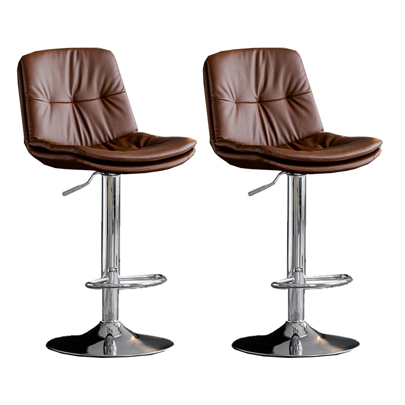 Industrial Metal Barstool Faux Leather Counter Stool With Chrome Base