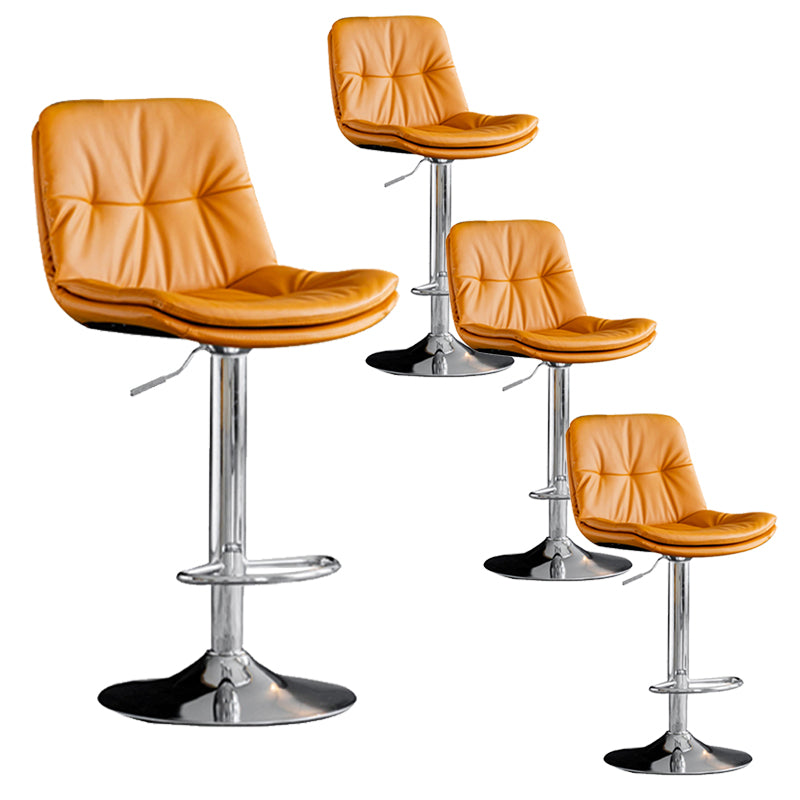 Industrial Metal Barstool Faux Leather Counter Stool With Chrome Base