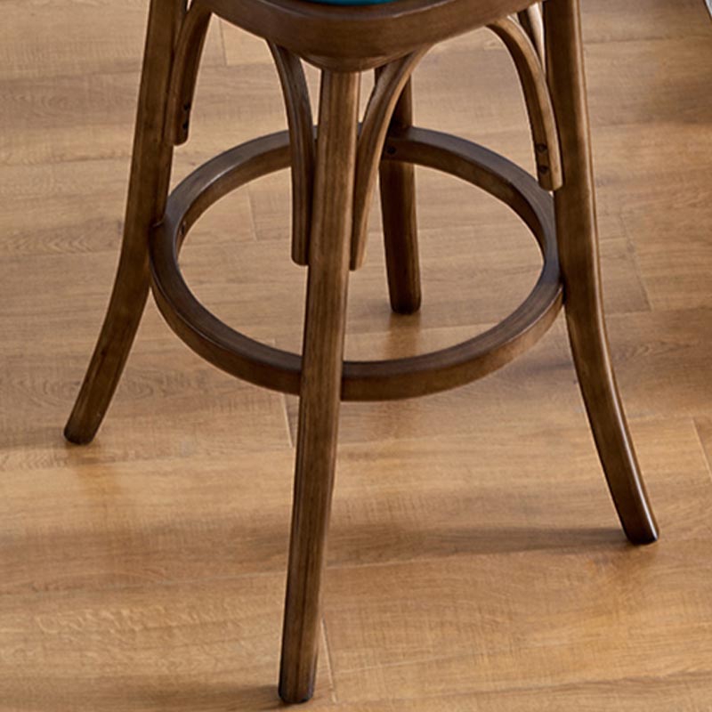 Modern Square Wood Stool Leather Upholstered Bar Stool with Swivel