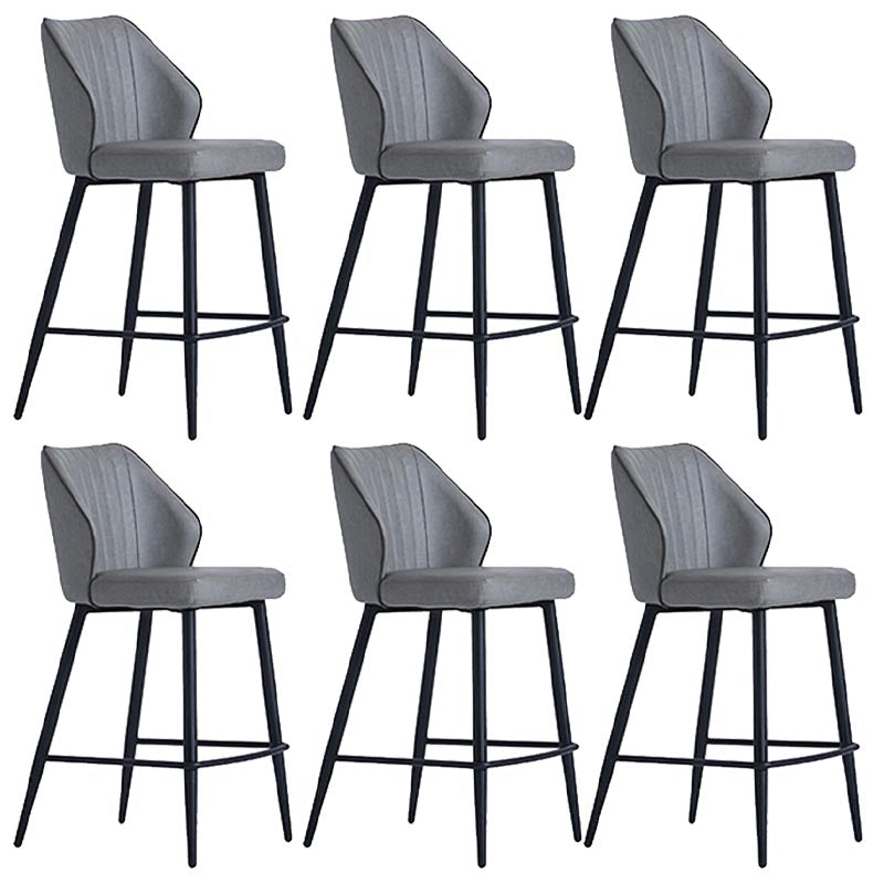Contemporary Faux Leather Counter Stools Metal Bar Stool for Home Use