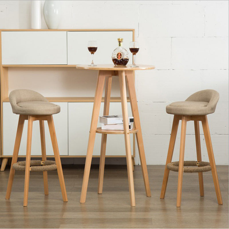 Contemporary Wood Stool Backrest Fabric Counter Stool for Restaurant