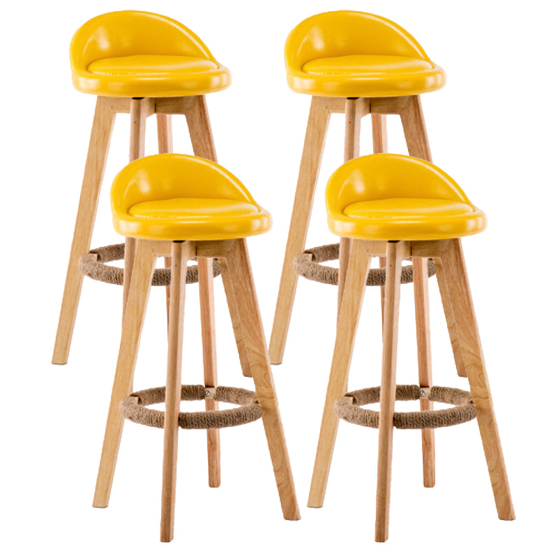 Contemporary Wood Stool Backrest Fabric Counter Stool for Restaurant