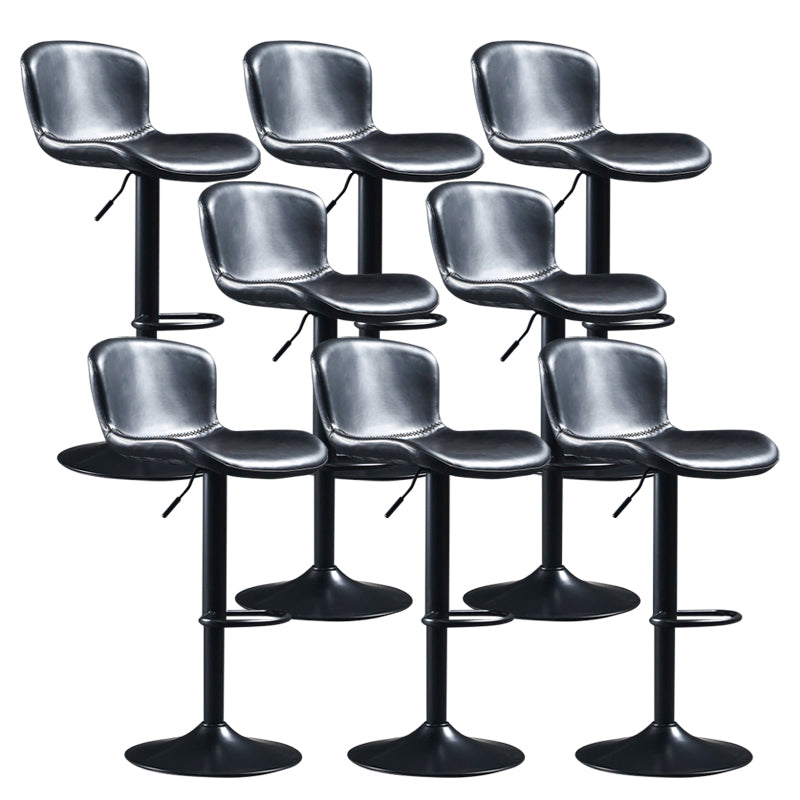 Industrial Adjustable Height Swivel Bar Stool Faux Leather Upholstered Bar Stool