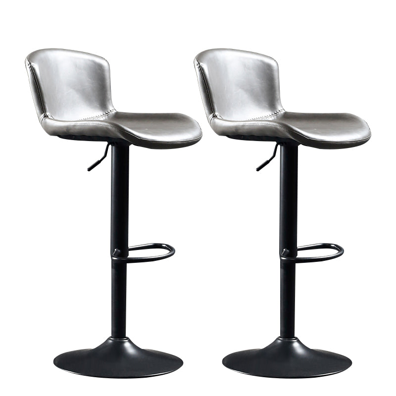 Industrial Adjustable Height Swivel Bar Stool Faux Leather Upholstered Bar Stool