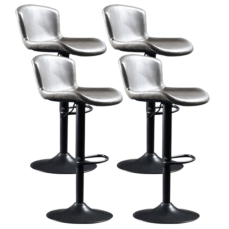 Industrial Adjustable Height Swivel Bar Stool Faux Leather Upholstered Bar Stool