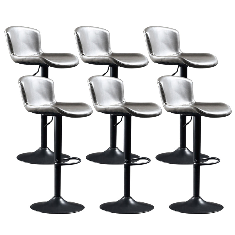 Industrial Adjustable Height Swivel Bar Stool Faux Leather Upholstered Bar Stool