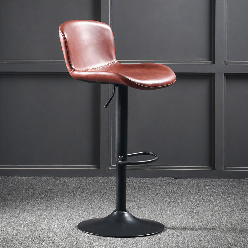 Industrial Adjustable Height Swivel Bar Stool Faux Leather Upholstered Bar Stool
