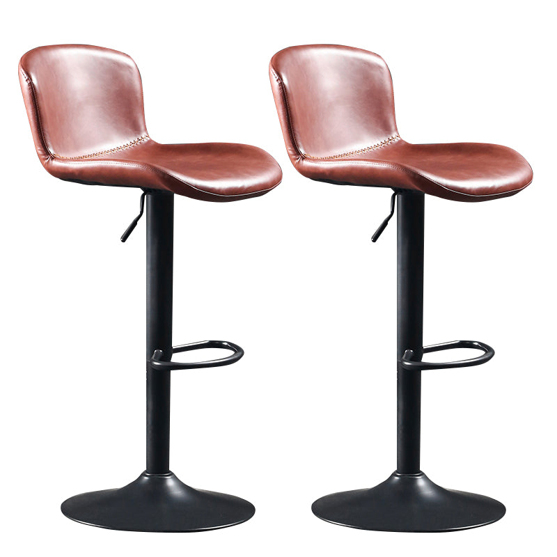 Industrial Adjustable Height Swivel Bar Stool Faux Leather Upholstered Bar Stool