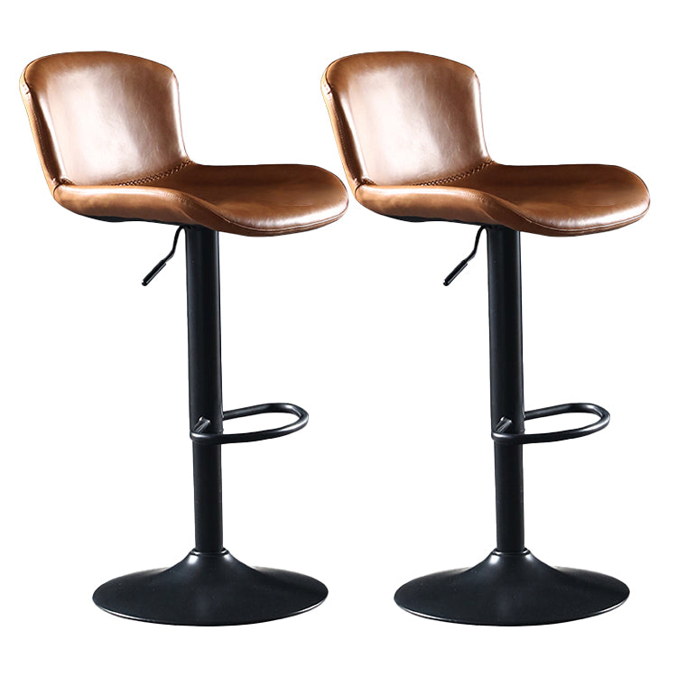 Industrial Adjustable Height Swivel Bar Stool Faux Leather Upholstered Bar Stool