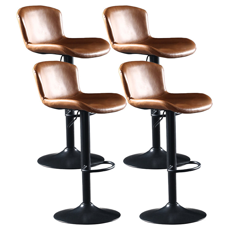 Industrial Adjustable Height Swivel Bar Stool Faux Leather Upholstered Bar Stool