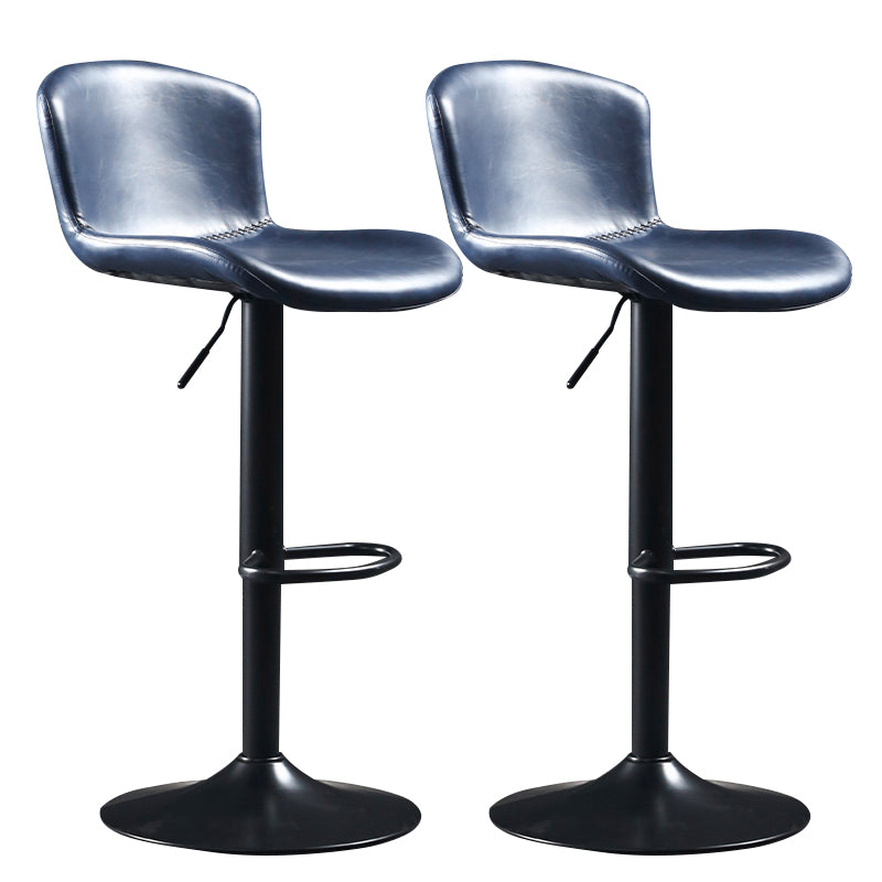 Industrial Adjustable Height Swivel Bar Stool Faux Leather Upholstered Bar Stool