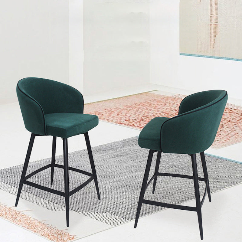 Contemporary Velvet Counter Stools Metal Bar Stool for Home Use