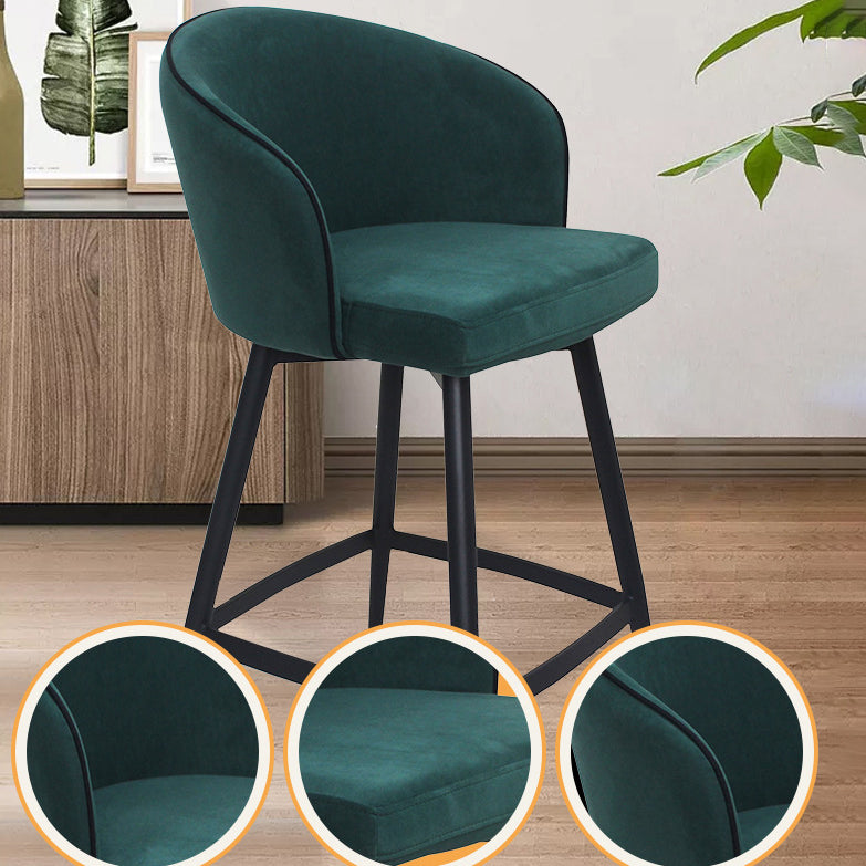 Contemporary Velvet Counter Stools Metal Bar Stool for Home Use