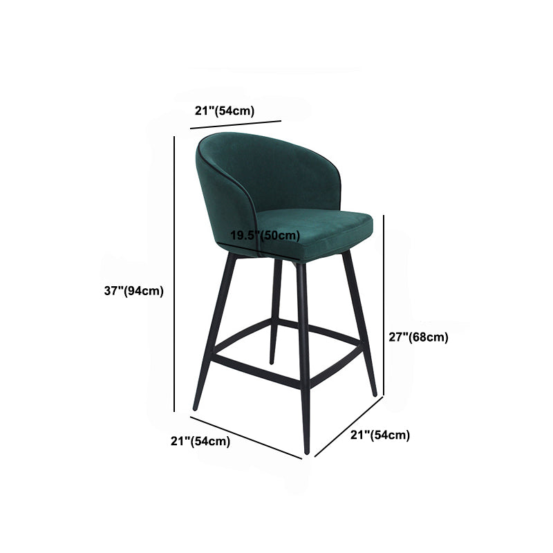 Contemporary Velvet Counter Stools Metal Bar Stool for Home Use