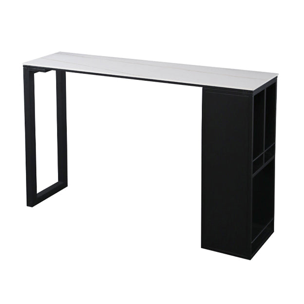 Modern Rectangle Stone Bar Table Set 1/3 Pieces Counter Table with Metal Stools